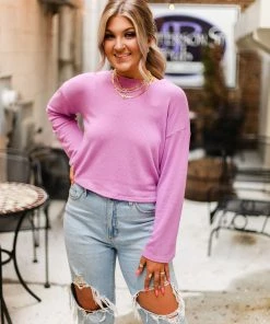 Blue Blush Women's Clothing Orchid Purple Open Back Ribbed Knit Top