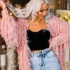 HYFVE Party Girl Pink Textured Fringe Jacket