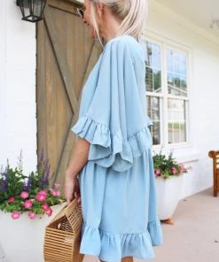 LLove Passion Fruit Baby Blue Ruffle Swing Dress 8 LLove Passion Fruit Baby Blue Ruffle Swing Dress