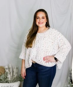 POL Pastel Confetti Knit Quarter Sleeve Sweater