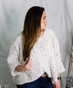 POL Pastel Confetti Knit Quarter Sleeve Sweater