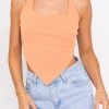 Le Lis Women's Clothing Peach Criss Cross Bandana Halter Top 2 Le Lis Women's Clothing Peach Criss Cross Bandana Halter Top