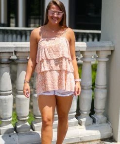 Peach Love California Women's Clothing Peach And White Leopard Print Tank Top