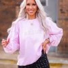 Vintage Distressed Women's Clothing Pink Bride Pearl Letter Crewneck