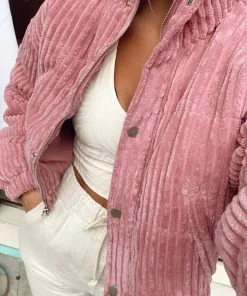 Le Lis Pink Corduroy Puffer Jacket