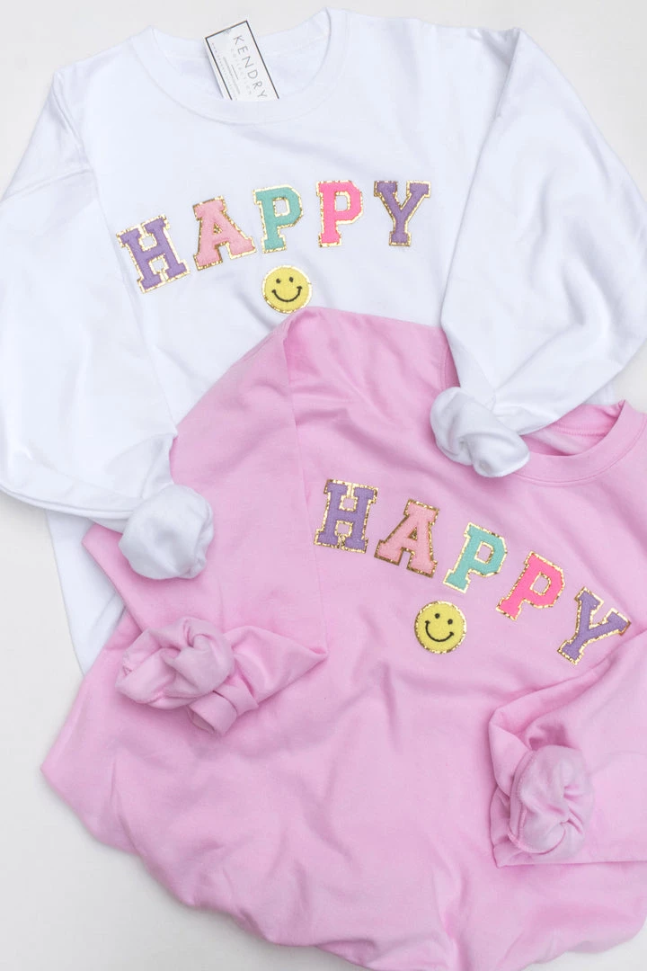 Weekndr White Happy Letter Patch Crewneck 4 Weekndr White Happy Letter Patch Crewneck