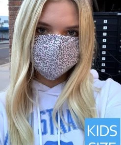 White Birch Pink Leopard Face Mask *Kids Size*