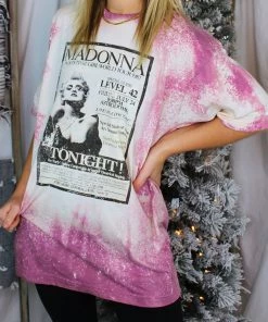 New Vintage Pink Madonna Bleached Band Tee Women's Clothing