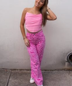 Adele B Pink Mesh Corset Top Women's Clothing