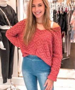 HYFVE Women's Clothing Pink Rose Oversized Knitted Sweater