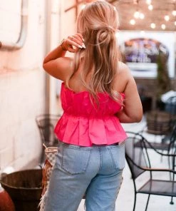Do + Be Pink Ruffle Tube Top Women's Clothing