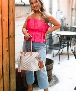 Do + Be Pink Ruffle Tube Top Women's Clothing