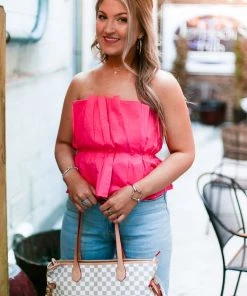 Do + Be Pink Ruffle Tube Top Women's Clothing