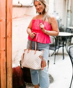 Do + Be Pink Ruffle Tube Top Women's Clothing