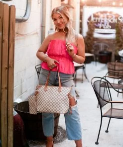 Do + Be Pink Ruffle Tube Top Women's Clothing