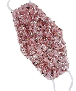Funteze Women's Clothing Pink Large Sequin Face Mask