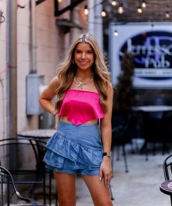 Le Lis Pink Silk Bandana Tie Top Women's Clothing 10 Le Lis Pink Silk Bandana Tie Top Women's Clothing