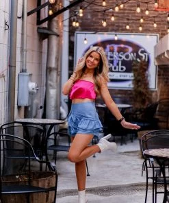 Le Lis Pink Silk Bandana Tie Top Women's Clothing 9 Le Lis Pink Silk Bandana Tie Top Women's Clothing