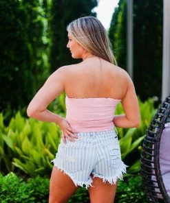 Zeanna Women's Clothing Smocked Tube Top - Pink