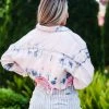 Signature 8 Tie Dye Denim Jacket With Pink Distressing Women's Clothing