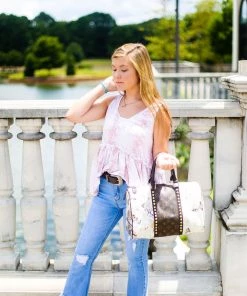 Peach Love California Women's Clothing Pink Snake Skin Tank Top