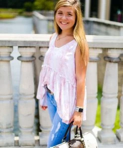 Peach Love California Women's Clothing Pink Snake Skin Tank Top