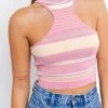 Le Lis Pink Striped Mock Neck Sleeveless Knit Top Women's Clothing 1 Le Lis Pink Striped Mock Neck Sleeveless Knit Top Women's Clothing