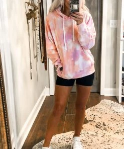 Reflex Pink Tie Dye Hoodie Sweatshirt