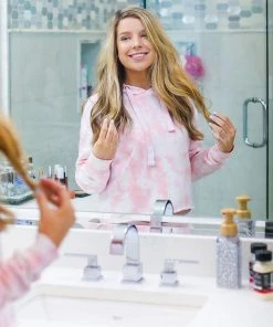 Reflex Pink Tie Dye Cropped Hoodie