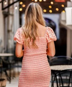 Emory Park Women's Clothing Puff Sleeve Smocked Gingham Mini Dress