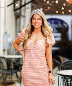 Emory Park Women's Clothing Puff Sleeve Smocked Gingham Mini Dress