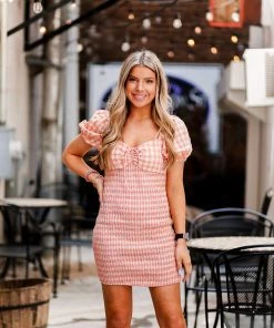 Emory Park Women's Clothing Puff Sleeve Smocked Gingham Mini Dress