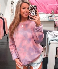 Kendry1 Women's Clothing Purple Acid Wash Pullover
