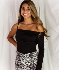 Le Lis Purple Cowl Neck One Shoulder Bodysuit