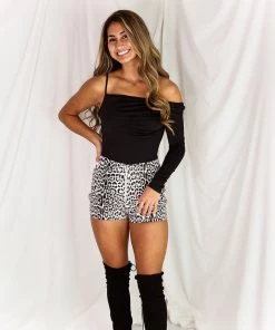 Le Lis Black Cowl Neck One Shoulder Bodysuit Women's Clothing