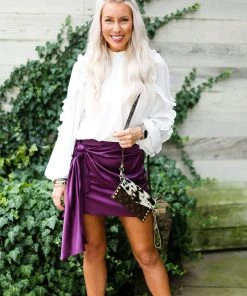 Do + Be White Long Sleeve Sheer Ruffle Blouse With Button Up Back Women's Clothing