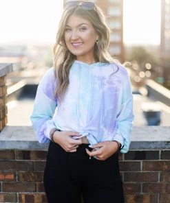 Le Lis Purple Tie Dye Hoodie With Front Twist