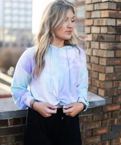 Le Lis Purple Tie Dye Hoodie With Front Twist