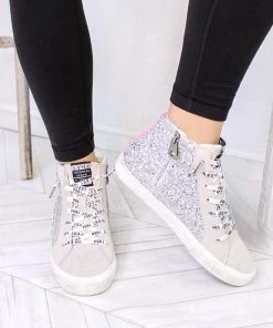 Vintage Havana Ray Pink Stripe Glitter High Top Sneaker