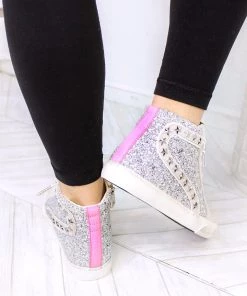 Vintage Havana Ray Pink Stripe Glitter High Top Sneaker