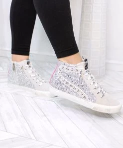 Vintage Havana Ray Pink Stripe Glitter High Top Sneaker