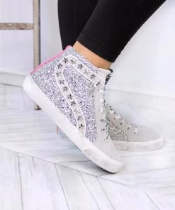 Vintage Havana Ray Pink Stripe Glitter High Top Sneaker