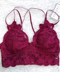 Anemone Corp Women's Clothing Flower To The People Scalloped Lace Bralette - Burgundy
