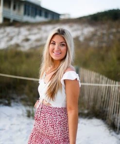 Crescent Red Floral Ruffle Mini Skirt