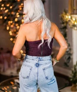 HYFVE Red Glitter Tube Top