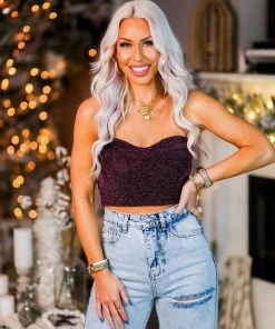 HYFVE Red Glitter Tube Top