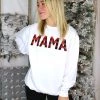 Alphia White With Red Plaid MAMA Holiday Sweatshirt