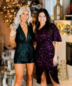 Do + Be Women's Clothing Red Sequin One Shoulder Midi Dress