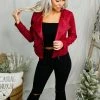 Iris Basic Red Snake Skin Faux Leather Moto Jacket