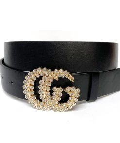 S&J First Rhinestone Faux Leather Belt Women's Clothing